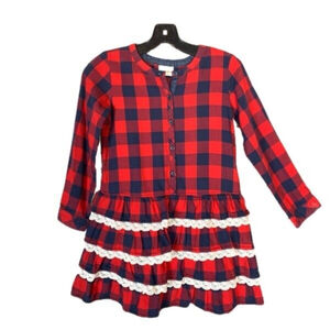 Hannah Andersson Girls’s Red and Black Buffalo Plaid dress